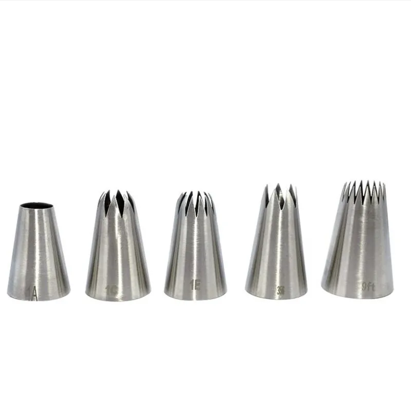 5pcs Large Metal Cake Cream Decoration Tips Set Pastry Tools Stainless Steel Piping Icing Nozzle Cupcake Head Dessert Decorators
5pcs Large Metal Cake Cream Decoration Tips Set Pastry Tools Stainless Steel Piping Icing Nozzle Cupcake Head Dessert Decorators