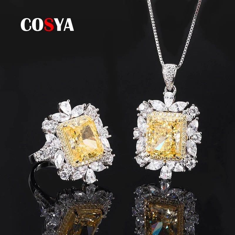 COSYA 100% 925 Sterling Silver 10*12mm Yellow High Carbon Diamond Pendant Necklace Rings For Women Sparkling Party Fine Jewelry
COSYA 100% 925 Sterling Silver 10*12mm Yellow High Carbon Diamond Pendant Necklace Rings For Women Sparkling Party Fine Jewelry