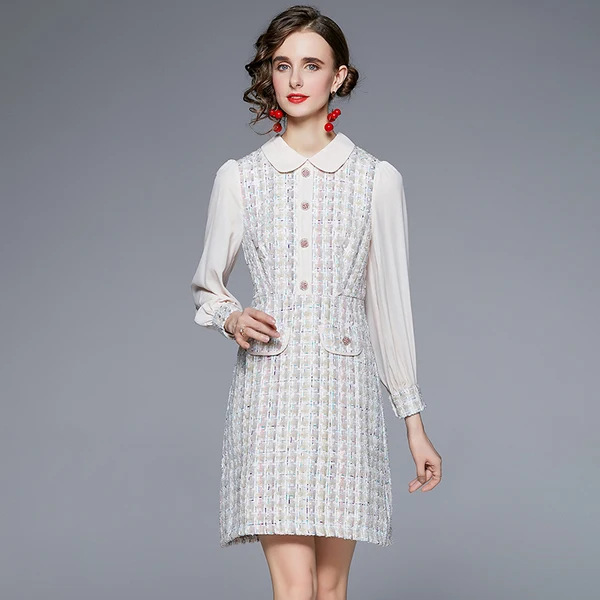 2021 Autumn Winter Women's Elegant Party Dress Fashion Tweed Casual Long Sleeve Woolen Dress Vestidos
2021 Autumn Winter Women's Elegant Party Dress Fashion Tweed Casual Long Sleeve Woolen Dress Vestidos