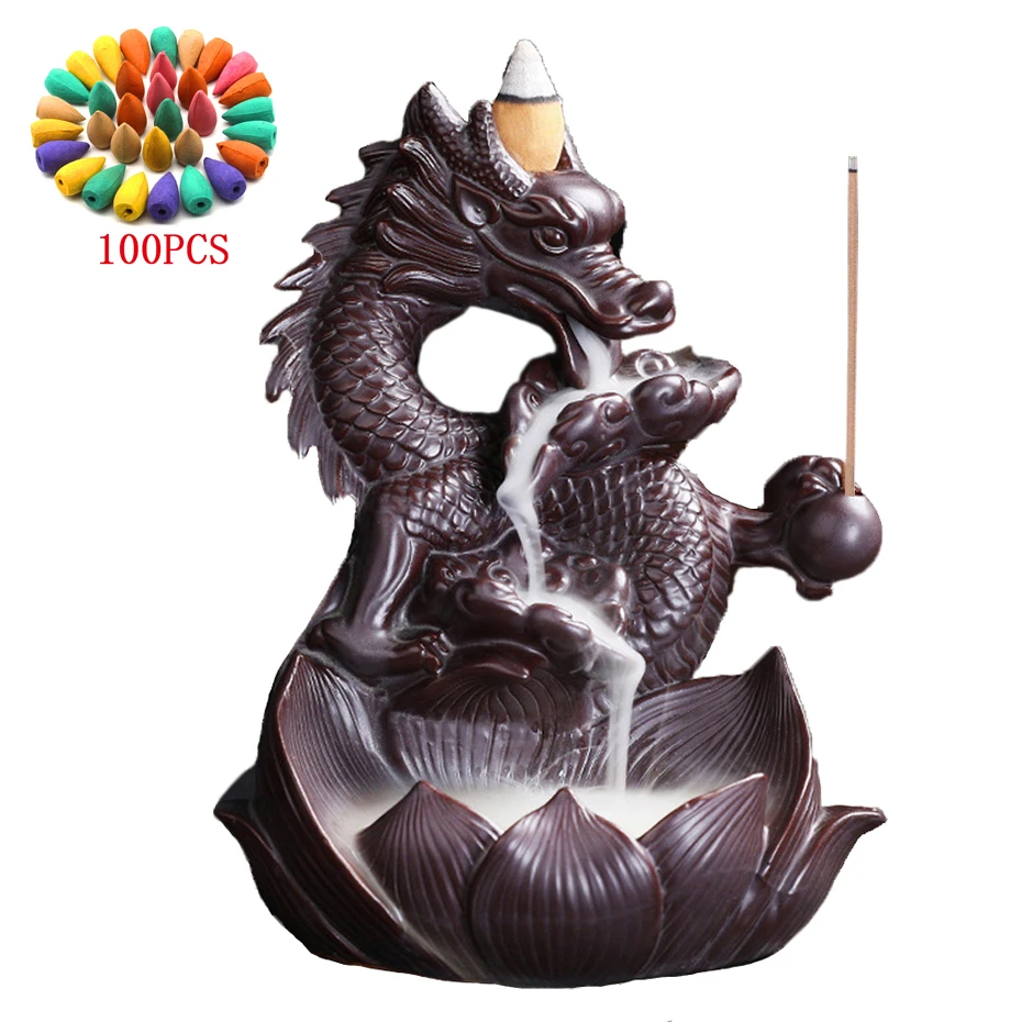 Ceramic Dragon Backflow Incense Burner Smoke Incense Waterfall Censer Dragon Incense Stick Holder Home Decor 
Ceramic Dragon Backflow Incense Burner Smoke Incense Waterfall Censer Dragon Incense Stick Holder Home Decor