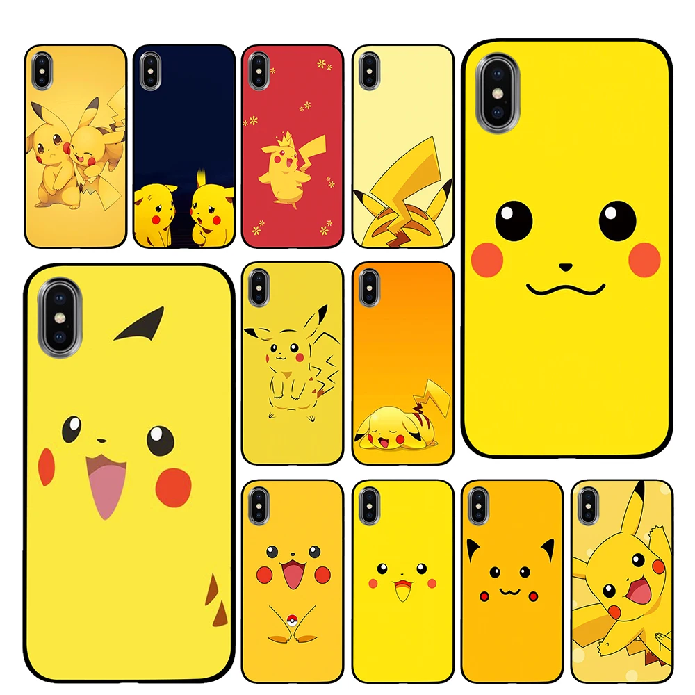 Pikachue Face для iPhone 5 5S 6 6s 7 8 Plus X XS XR 11 Pro Max чехлы телефонов черные | Мобильные телефоны и