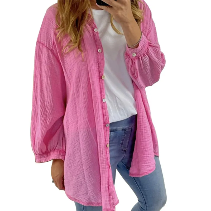 Women Casual Solid Cotton Linen Shirts Fashion Long Sleeve Loose Top Casual Turn Down Collar Button Cardigan Blouse Shirts New
Women Casual Solid Cotton Linen Shirts Fashion Long Sleeve Loose Top Casual Turn Down Collar Button Cardigan Blouse Shirts New