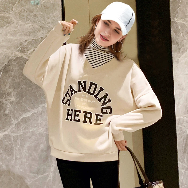 Hoodies Women Turtleneck Cotton Autumn Harajuku Letter Printed Pullovers Womens Oversize Patchwork Leisure Chic Sweatshirts
Hoodies Women Turtleneck Cotton Autumn Harajuku Letter Printed Pullovers Womens Oversize Patchwork Leisure Chic Sweatshirts