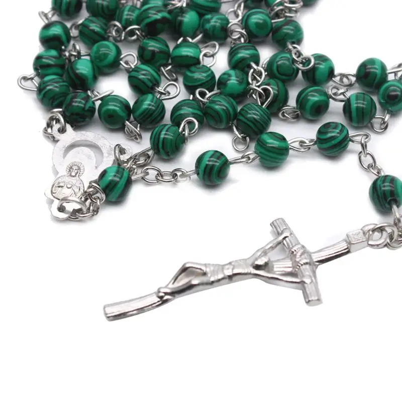 Malachite Cross Pendant Rosary Beads Chain Necklace Christian Religion Men Charm Q0KA
Malachite Cross Pendant Rosary Beads Chain Necklace Christian Religion Men Charm Q0KA