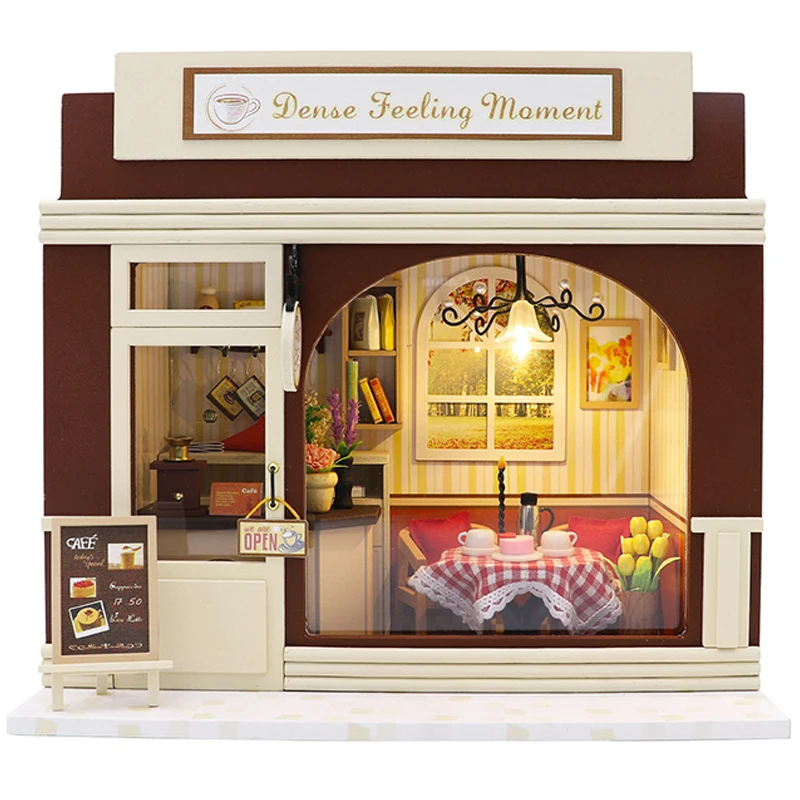 DIY Wooden Cafe Shop Doll House Kit Miniature Building with Furniture Light Dollhouse Roombox Assembled Toys for Adults Gifts
DIY Wooden Cafe Shop Doll House Kit Miniature Building with Furniture Light Dollhouse Roombox Assembled Toys for Adults Gifts