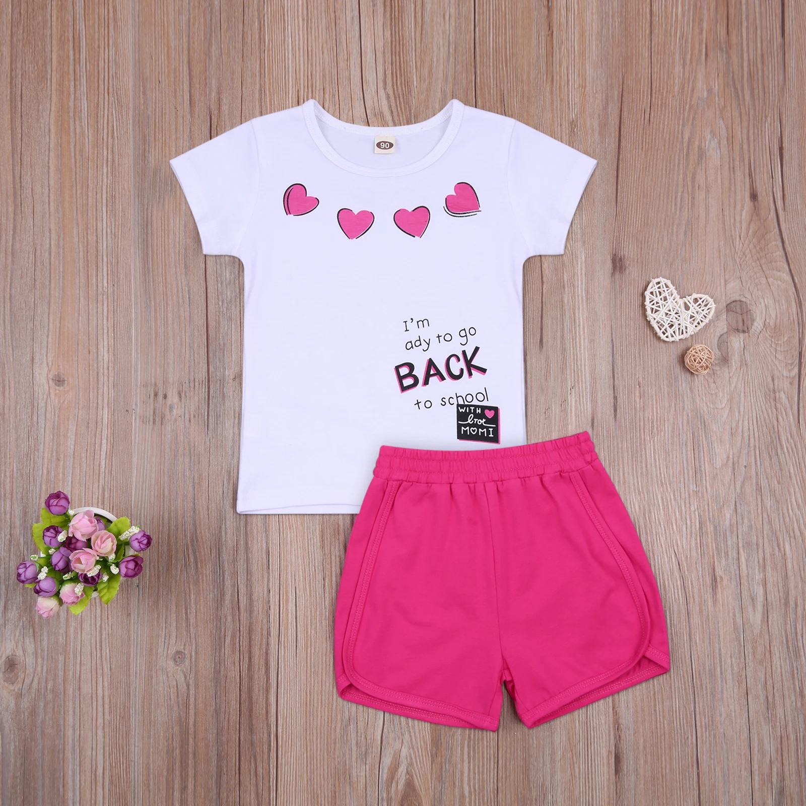 Kids Baby Girls Valentine's Day 2-piece Summer Outfit Set Short Sleeve Heart Print round neck T-shirts solid Shorts lovely Set
Kids Baby Girls Valentine's Day 2-piece Summer Outfit Set Short Sleeve Heart Print round neck T-shirts solid Shorts lovely Set
