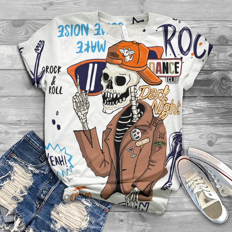 Summer new Harajuku ladies T-shirt girls hot sale 3D printing skull top summer T-shirt
Summer new Harajuku ladies T-shirt girls hot sale 3D printing skull top summer T-shirt