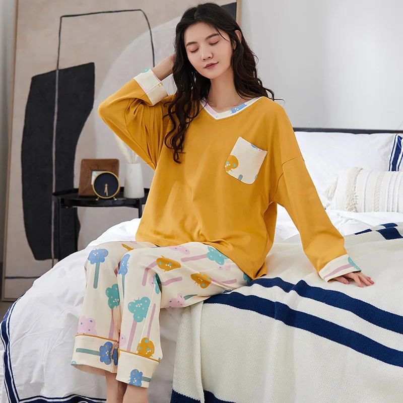 Pure Cotton Pajamas Women Autumn Winter Long-sleeved Loose and Can Be Worn Outside Plus Size Home Suit Cute Cat Stripe Sleepwear
Pure Cotton Pajamas Women Autumn Winter Long-sleeved Loose and Can Be Worn Outside Plus Size Home Suit Cute Cat Stripe Sleepwear