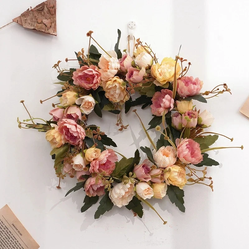 Simulation Garland Door Decoration Artificial Silk Peony Flower Wreath Wedding Decoration Window Layout
Simulation Garland Door Decoration Artificial Silk Peony Flower Wreath Wedding Decoration Window Layout