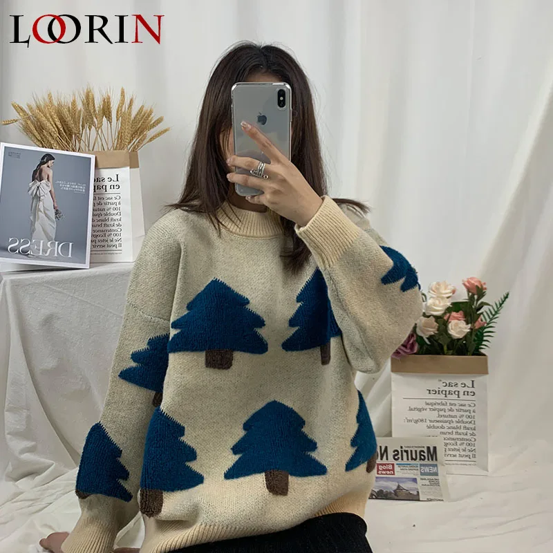 LORIN Christmas style Women Sweater Autumn Winter Cute TREE Casual Fashion jumper O-neck Sweater female
LORIN Christmas style Women Sweater Autumn Winter Cute TREE Casual Fashion jumper O-neck Sweater female