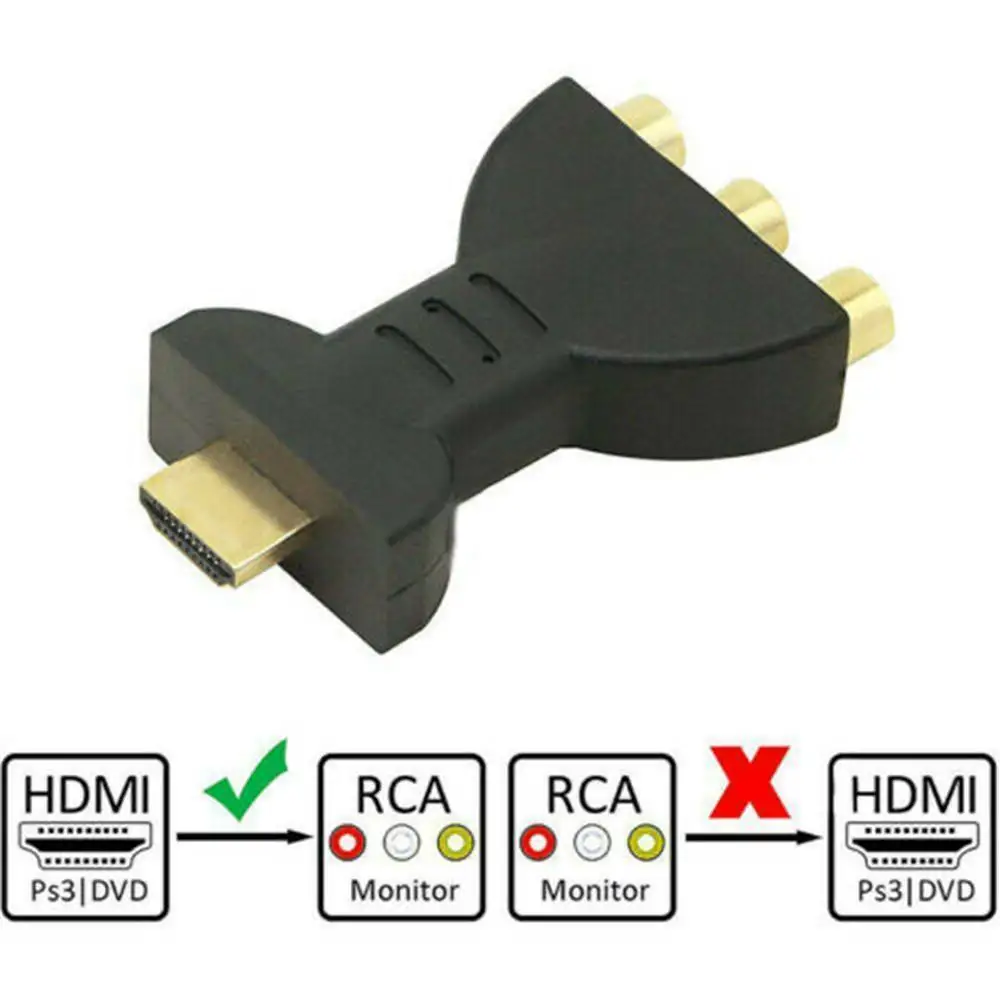 HDMI Male to 3 RCA Female Composite AV Video Audio Adapter Converter for TV PC
HDMI Male to 3 RCA Female Composite AV Video Audio Adapter Converter for TV PC