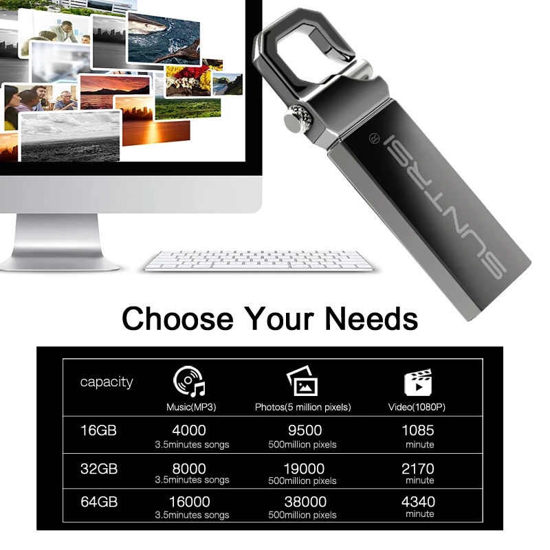 USB флеш-накопитель Suntrsi водонепроницаемый 64 ГБ 32 16 8 128 флешка 2 0 | Компьютеры и офис