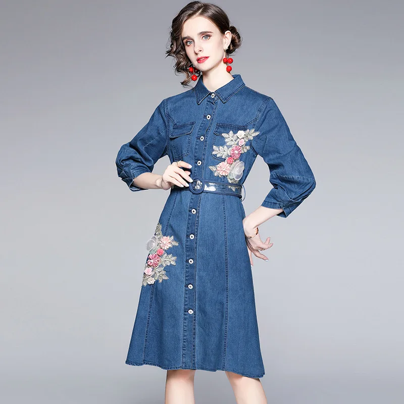 New Women Autumn Long-sleeve Denim Shirt Dress Female Button Print Jeans Ladies Vintage Casual Streetwear Denim Vestidos A08
New Women Autumn Long-sleeve Denim Shirt Dress Female Button Print Jeans Ladies Vintage Casual Streetwear Denim Vestidos A08