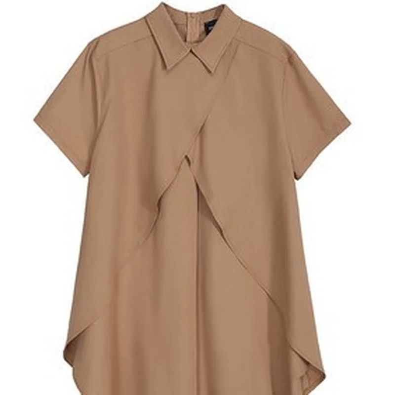 2021 Summer Turn-down Collar Women's Blouse Chiffon Solid Color Spliced Straight Shirts Korean Fashion Women Clothing 13A082
2021 Summer Turn-down Collar Women's Blouse Chiffon Solid Color Spliced Straight Shirts Korean Fashion Women Clothing 13A082