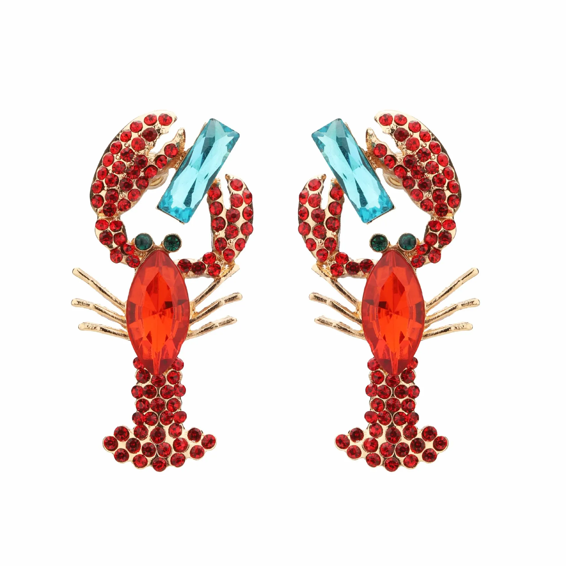 Хит продаж 2022, инкрустированные красными и синими цирконами Серьги-гвоздики в форме лобстера, модные серьги для женщин, забавные животные ... 
Хит продаж 2022, инкрустированные красными и синими цирконами Серьги-гвоздики в форме лобстера, модные серьги для женщин, забавные животные ...