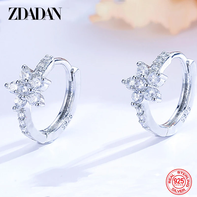 ZDADAN 925 Sterling Silver Flower CZ Hoop Earring For Women Fashion Jewelry Accessories
ZDADAN 925 Sterling Silver Flower CZ Hoop Earring For Women Fashion Jewelry Accessories