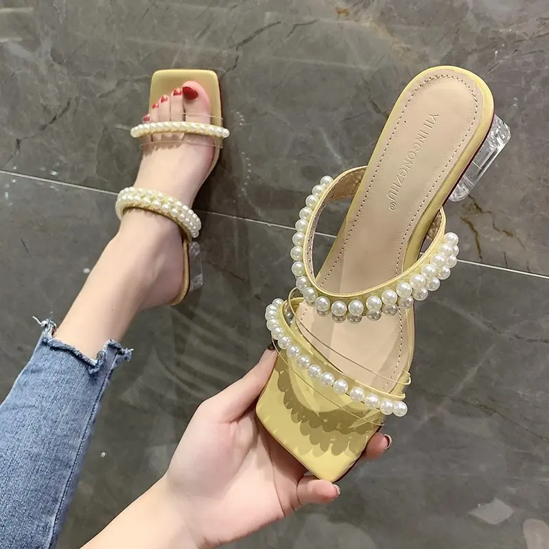 2021 Woman Shoes The New Solid Color Square Heel High Heels Transparent PVC String Bead Shoes Fashion Open Toe Casual Sandals
2021 Woman Shoes The New Solid Color Square Heel High Heels Transparent PVC String Bead Shoes Fashion Open Toe Casual Sandals