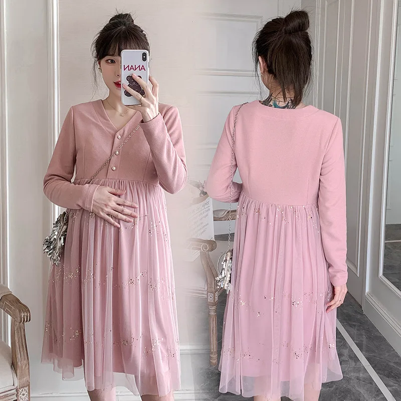 Maternity Dresses Pregnant Dress Nursing Breastfeeding Pregnancy Clothes V Collar Long Sleeve Dress Women Elegant Loose Outwear
Maternity Dresses Pregnant Dress Nursing Breastfeeding Pregnancy Clothes V Collar Long Sleeve Dress Women Elegant Loose Outwear