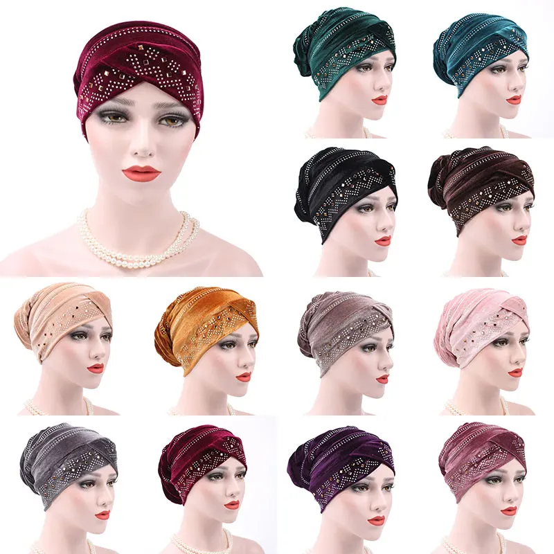New Woman Hijabs Velvet Big Rhinestone Turban Head Cap Hat Beanie Ladies Hair Accessories Muslim Scarf Cap Hair Loss Bandanas
New Woman Hijabs Velvet Big Rhinestone Turban Head Cap Hat Beanie Ladies Hair Accessories Muslim Scarf Cap Hair Loss Bandanas