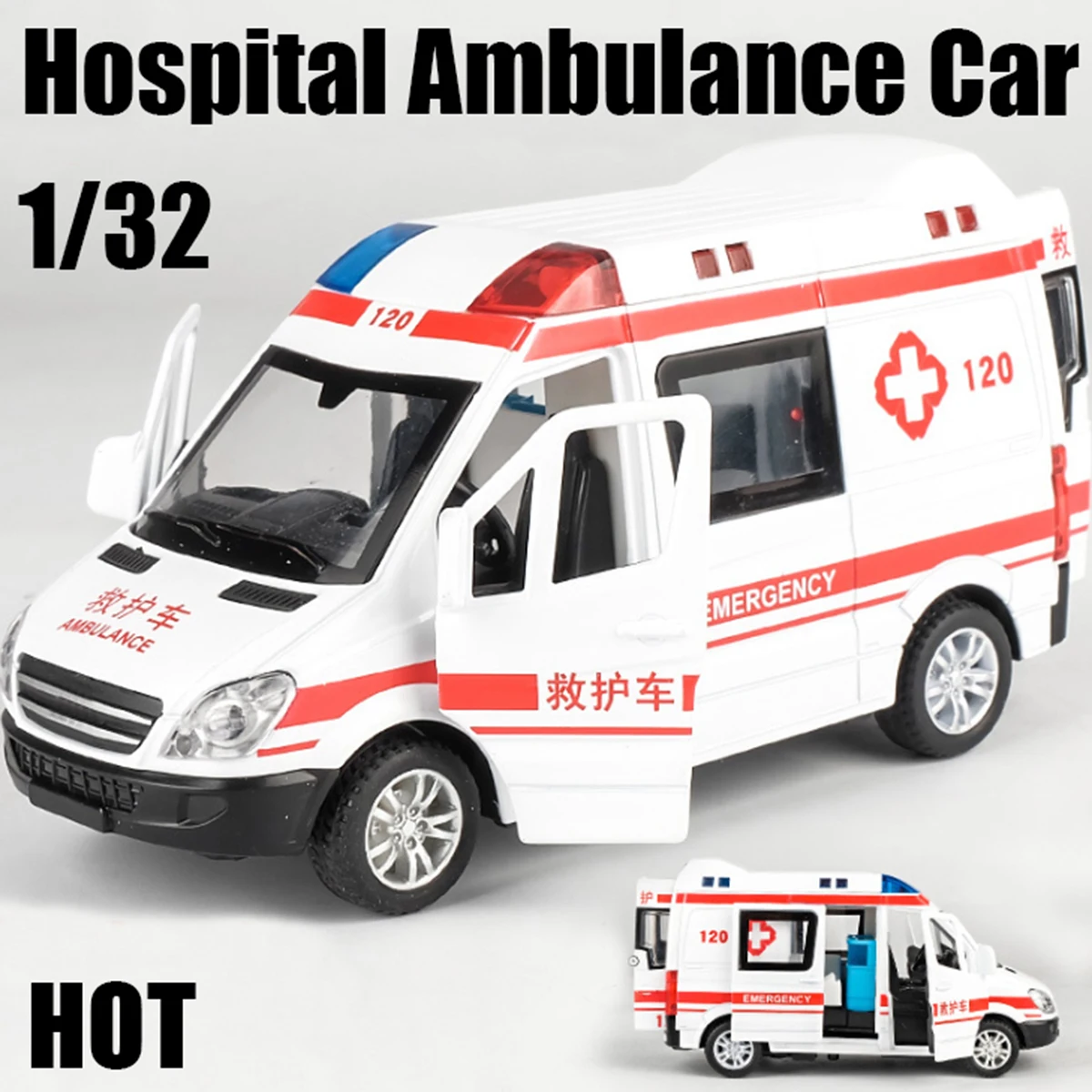 1:32 Diecast Hospital Ambulance Emergency Toy City Alloy Car Model Light Slide Open Door Ambulancia Educational Kids Toy Gifts 
1:32 Diecast Hospital Ambulance Emergency Toy City Alloy Car Model Light Slide Open Door Ambulancia Educational Kids Toy Gifts