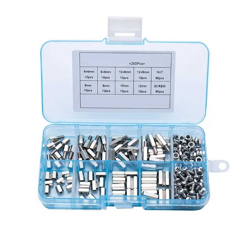 200Pcs/Set M3 Hex Nut Spacing Screw Male Female Threaded Pillar PCB PC Motherboard Nickel Plated Standoff Spacer Kit
200Pcs/Set M3 Hex Nut Spacing Screw Male Female Threaded Pillar PCB PC Motherboard Nickel Plated Standoff Spacer Kit