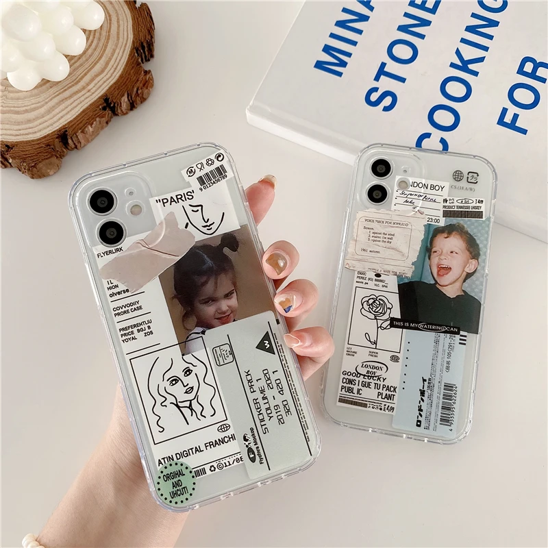 Чехол для телефона с милым рисунком мальчика и девочки iPhone 12 прозрачный чехол