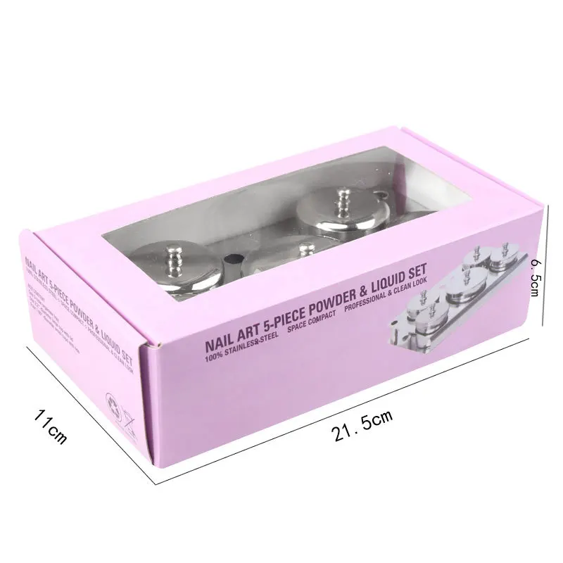 Nail Art Stainless Steel Liquid Medicine Cup Crystal Liquid Powder Cup With Lid Sub-Packing Container 5 Pcs /Box
Nail Art Stainless Steel Liquid Medicine Cup Crystal Liquid Powder Cup With Lid Sub-Packing Container 5 Pcs /Box