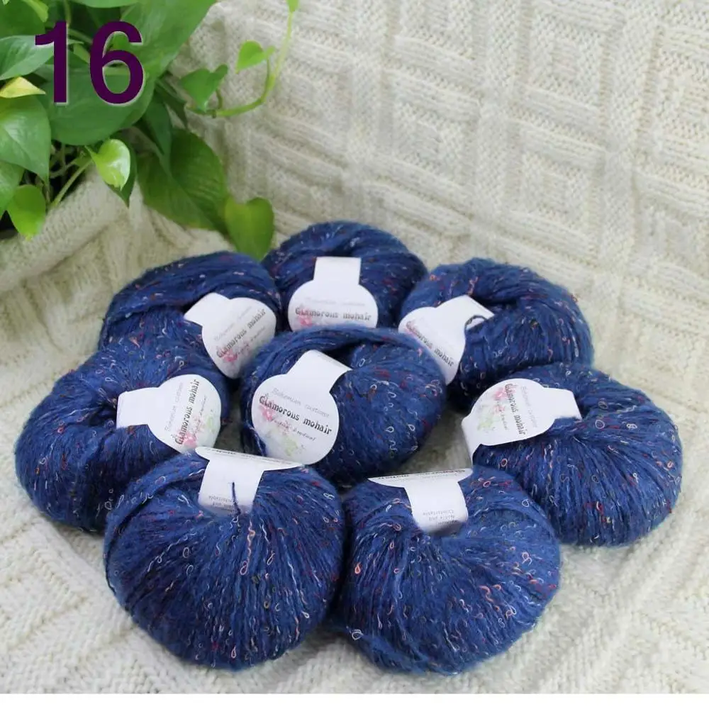 

Sale 8ballsX50gr Luxury Fluffy Soft NEW MOHAIR Shawls Hand Knit Crochet Yarn Blue 825-16-8