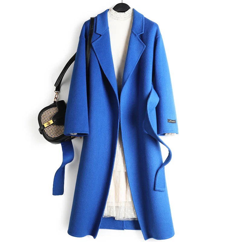 New Hand-sewn Double-sided Wool Coat High-end Double-sided Woolen Straight-tube Solid Color Suit Collar Belted Jacket Women B194
New Hand-sewn Double-sided Wool Coat High-end Double-sided Woolen Straight-tube Solid Color Suit Collar Belted Jacket Women B194