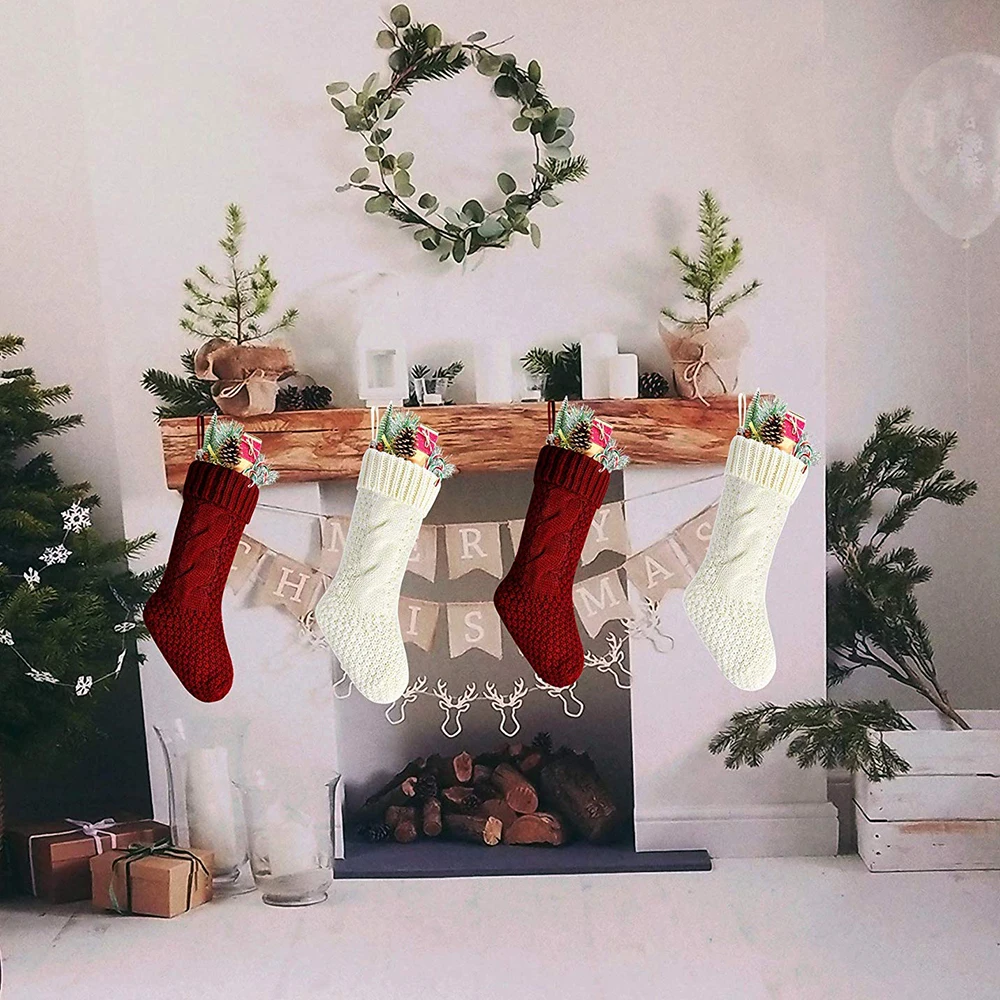 New Pack 4, 15"Unique Burgundy and Ivory White Knit Christmas Stockings,for Family Holiday Season Decor And Outdoors
New Pack 4, 15"Unique Burgundy and Ivory White Knit Christmas Stockings,for Family Holiday Season Decor And Outdoors