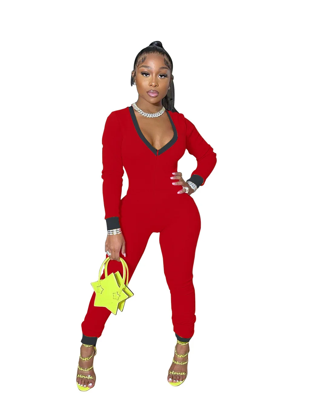 Zoctuo Jumpsuit For Women Spring Women's Deep V Zipper Romper Sexy Night Club Party Slim Long Sleeve Color Jumpsuit 2021 New
Zoctuo Jumpsuit For Women Spring Women's Deep V Zipper Romper Sexy Night Club Party Slim Long Sleeve Color Jumpsuit 2021 New