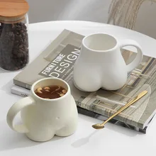 Ceramics Novelty Mug Creative Ass Shape Coffee Milk Cup Personality Art Design Sense Sculpture Dining Table Mug Home Decoration