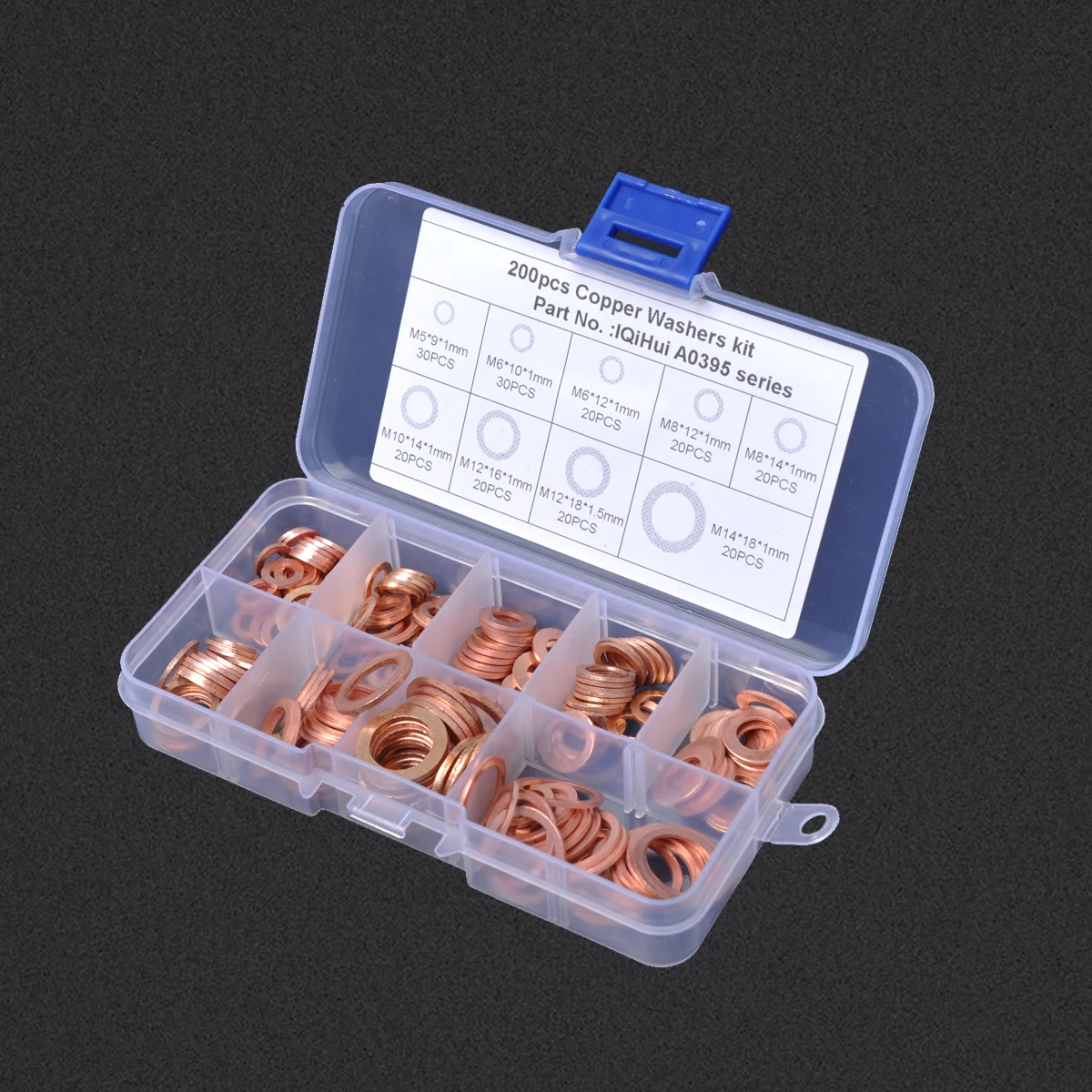 200pcsSolid Copper Washer M5-M14 Flat Ring Sump Plug Oil Seal Assorted Set Box Copper Crush Washer Seal O-Ring Gasket 9 Sizes
200pcsSolid Copper Washer M5-M14 Flat Ring Sump Plug Oil Seal Assorted Set Box Copper Crush Washer Seal O-Ring Gasket 9 Sizes