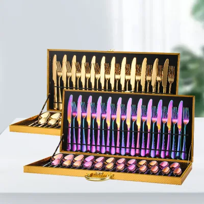 Stainless steel cutlery 48piece set gift golden wooden box set titanium-plated western tableware
Stainless steel cutlery 48piece set gift golden wooden box set titanium-plated western tableware
