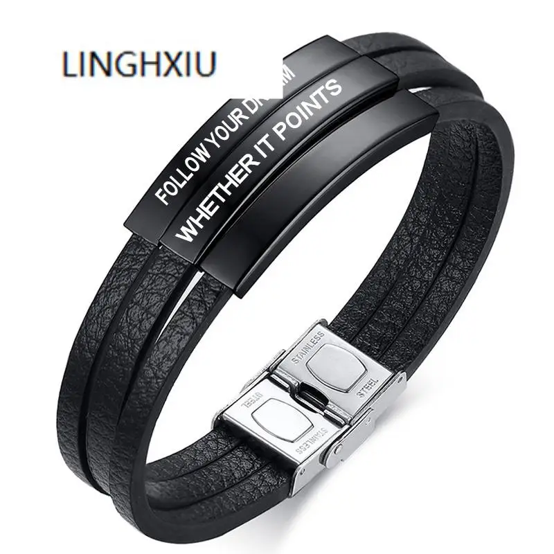 Engraved Men's Leather Bracelet Multilayer Warp Custom Wristbands Personalized Quote 8.3inch Inspiration Jewelry
Engraved Men's Leather Bracelet Multilayer Warp Custom Wristbands Personalized Quote 8.3inch Inspiration Jewelry