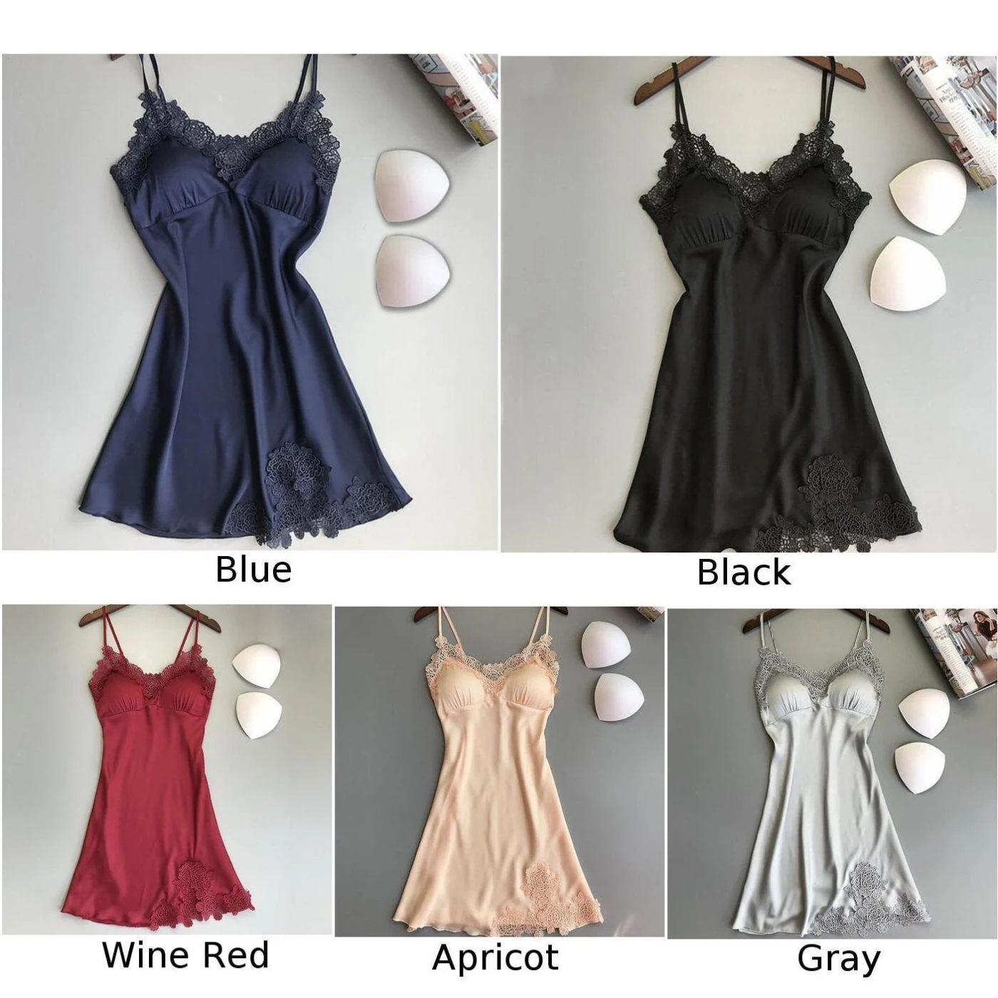 Women Home Dress Hollow Lace Simulated Silk Nightdress Sexy Solid Color Padded sleep dress summer ladies
Women Home Dress Hollow Lace Simulated Silk Nightdress Sexy Solid Color Padded sleep dress summer ladies