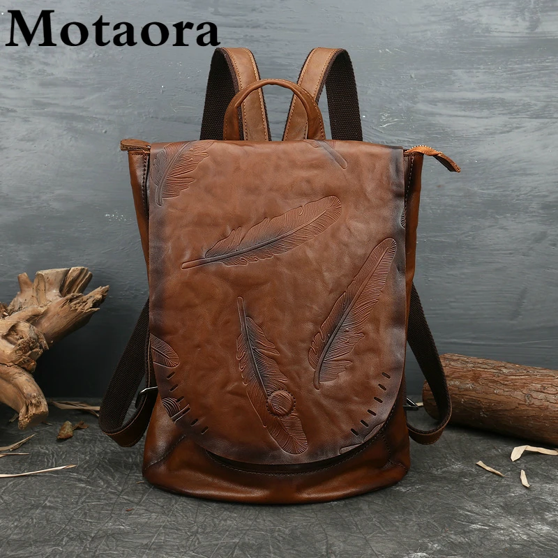 MOTAORA Retro Backpack Luxury Genuine Leather Bag For Women Vintage Embossed Cowhide Backpacks Leisure Feather Backpack Ladies
MOTAORA Retro Backpack Luxury Genuine Leather Bag For Women Vintage Embossed Cowhide Backpacks Leisure Feather Backpack Ladies