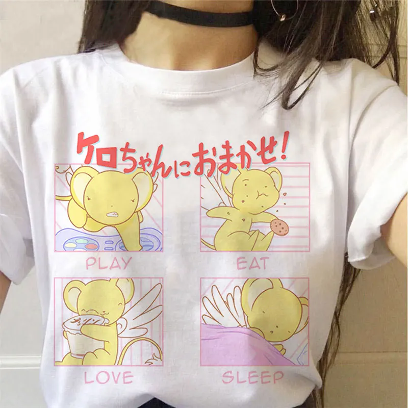 Женская футболка Kawaii Sakura Magic Girl японская забавные женские Топы Harajuku футболки