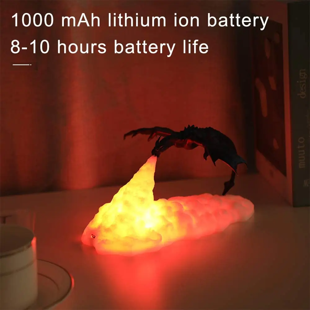 3D Printed Fire Breathing Dragon Shape Lamp Night Light For Kid Room Bedroom Animal Decoration Rechargeable Mood Soft Lights
3D Printed Fire Breathing Dragon Shape Lamp Night Light For Kid Room Bedroom Animal Decoration Rechargeable Mood Soft Lights