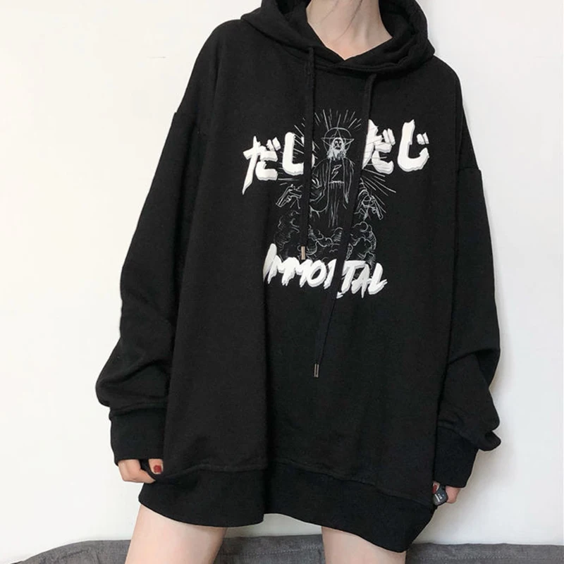 2021 Gothic Hooded Sweatshirts Femme Black Long Sleeve Top Autumn Thin Plush Ladies Hoodies Casual Streetwear Sweatshirt Women
2021 Gothic Hooded Sweatshirts Femme Black Long Sleeve Top Autumn Thin Plush Ladies Hoodies Casual Streetwear Sweatshirt Women