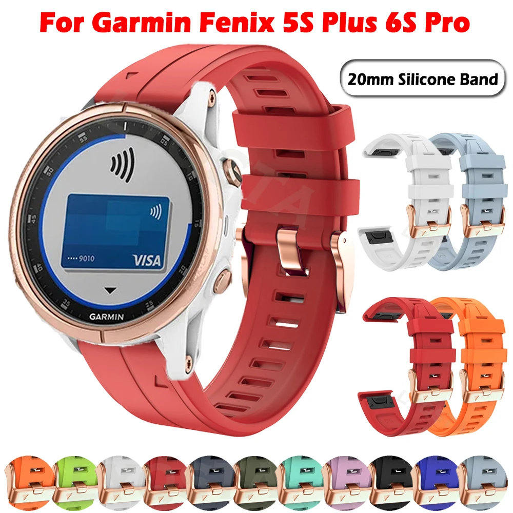 Ремешок для Garmin Fenix 5S Plus 6S Pro, браслет Quickfit 20 мм, спортивный силиконовый ремешок для смарт-часов Fenix5S Fenix6S, аксессуары Correa 
Ремешок для Garmin Fenix 5S Plus 6S Pro, браслет Quickfit 20 мм, спортивный силиконовый ремешок для смарт-часов Fenix5S Fenix6S, аксессуары Correa