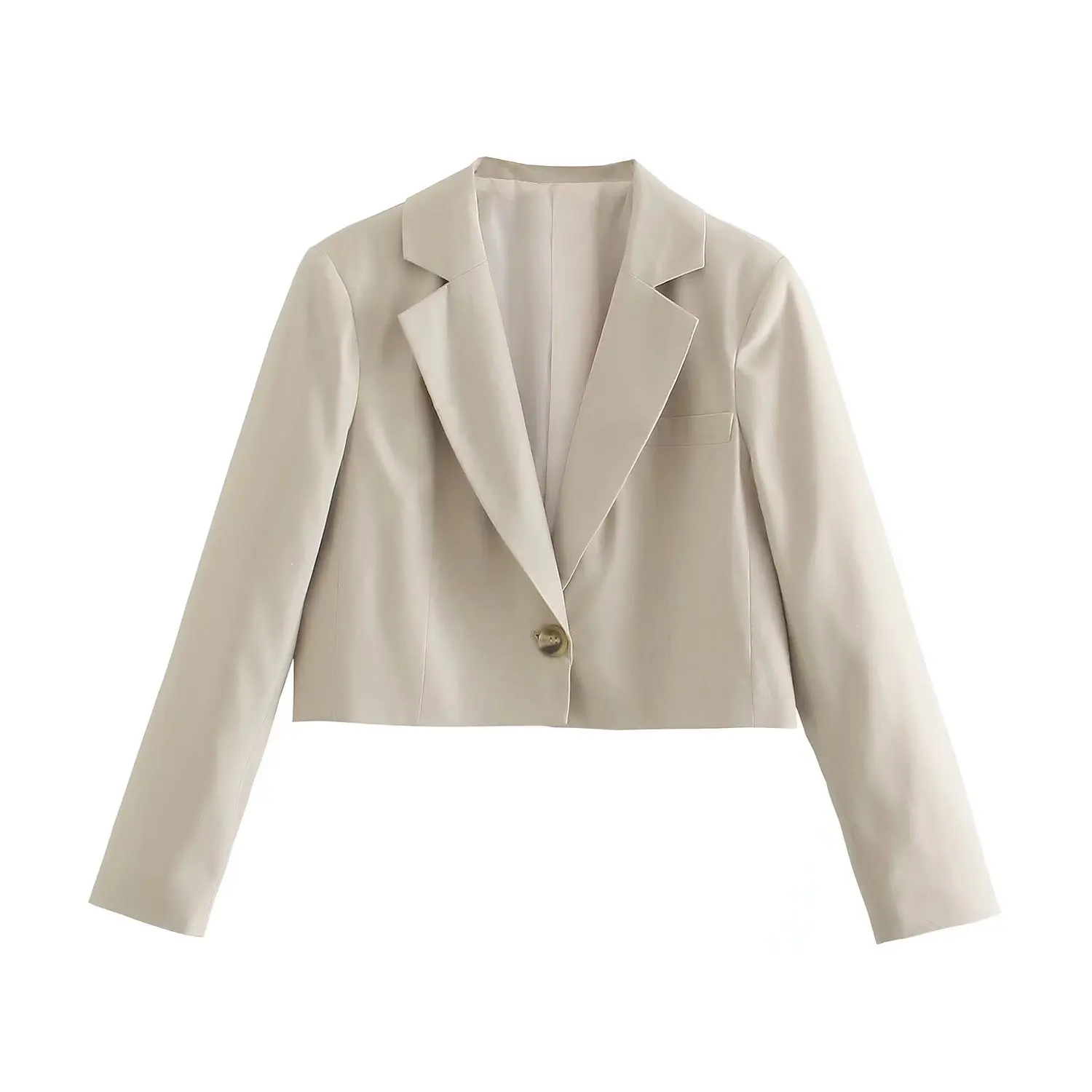 Women Spring Autumn Beige Linen Chic Lady Casual Fashion Short Jacket Coat Female Notched Collar Single Button Pocket Loose Top
Women Spring Autumn Beige Linen Chic Lady Casual Fashion Short Jacket Coat Female Notched Collar Single Button Pocket Loose Top