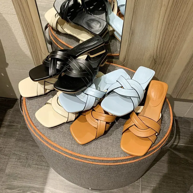 Summer Women Shoes Woman Slippers Mules Weave Cross Tie Ladies Shoes Square Mid Heels Open Toe Casual Slides Beach Flip Flops
Summer Women Shoes Woman Slippers Mules Weave Cross Tie Ladies Shoes Square Mid Heels Open Toe Casual Slides Beach Flip Flops