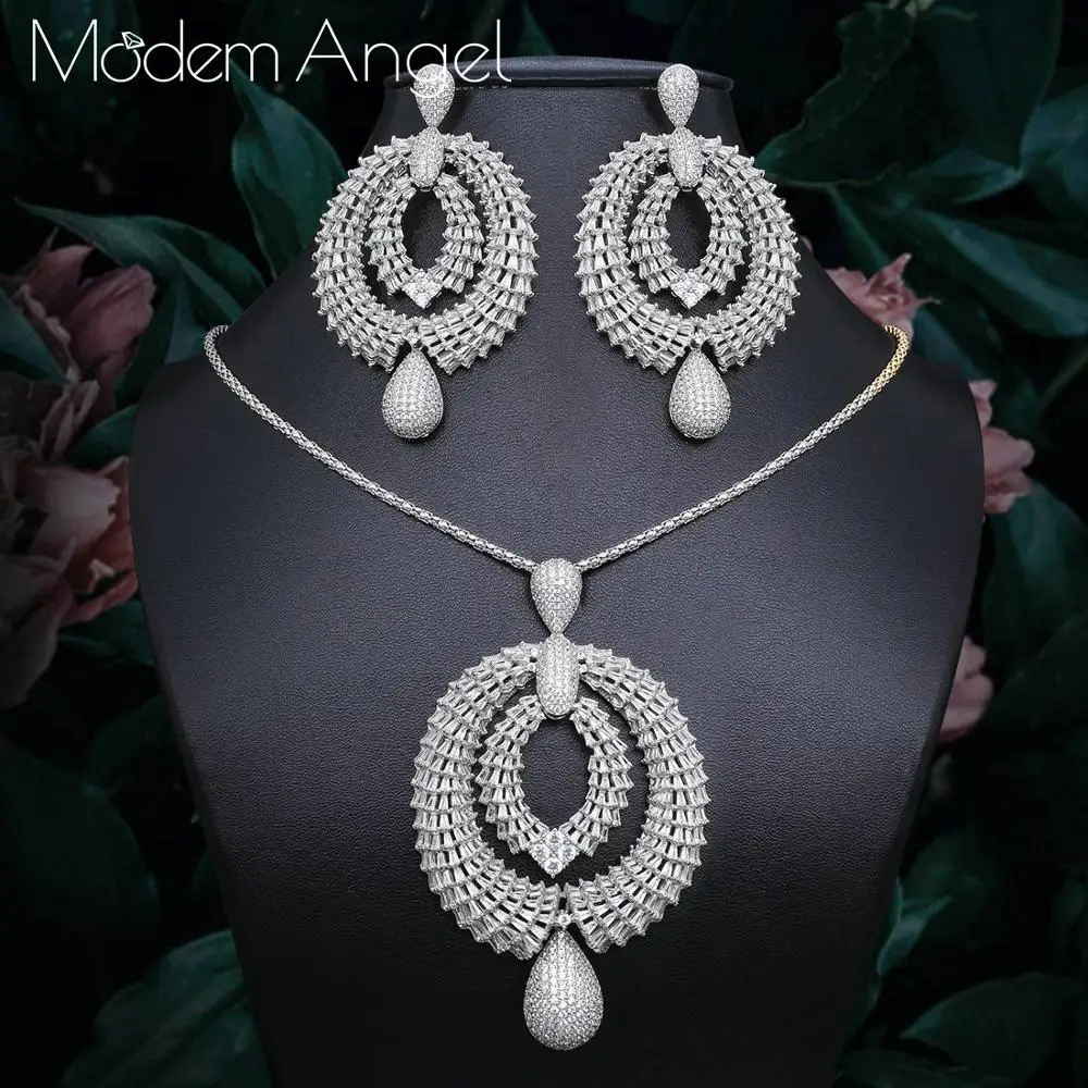 ModemAngel Luxury Jewelry Set Flower Shape Cubic Zircon Necklace Earrings Classic Wedding Jewelry Sets
ModemAngel Luxury Jewelry Set Flower Shape Cubic Zircon Necklace Earrings Classic Wedding Jewelry Sets