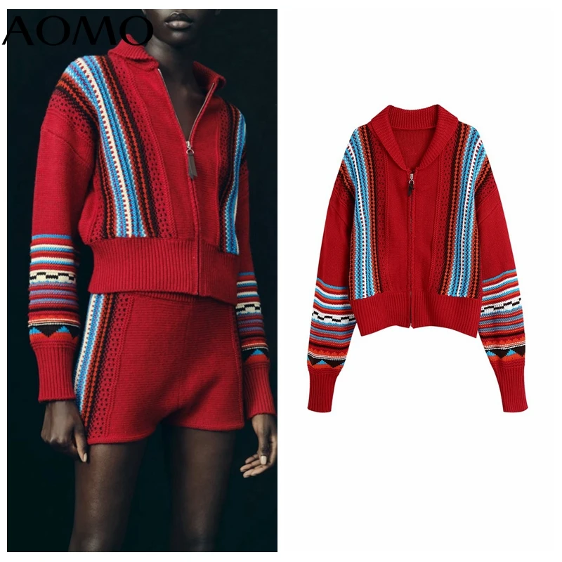 AOMO 2021 Autumn Winter Women Jaquard Zipper Knitted Cardigan Sweater Jumper Female Tops BE571A
AOMO 2021 Autumn Winter Women Jaquard Zipper Knitted Cardigan Sweater Jumper Female Tops BE571A