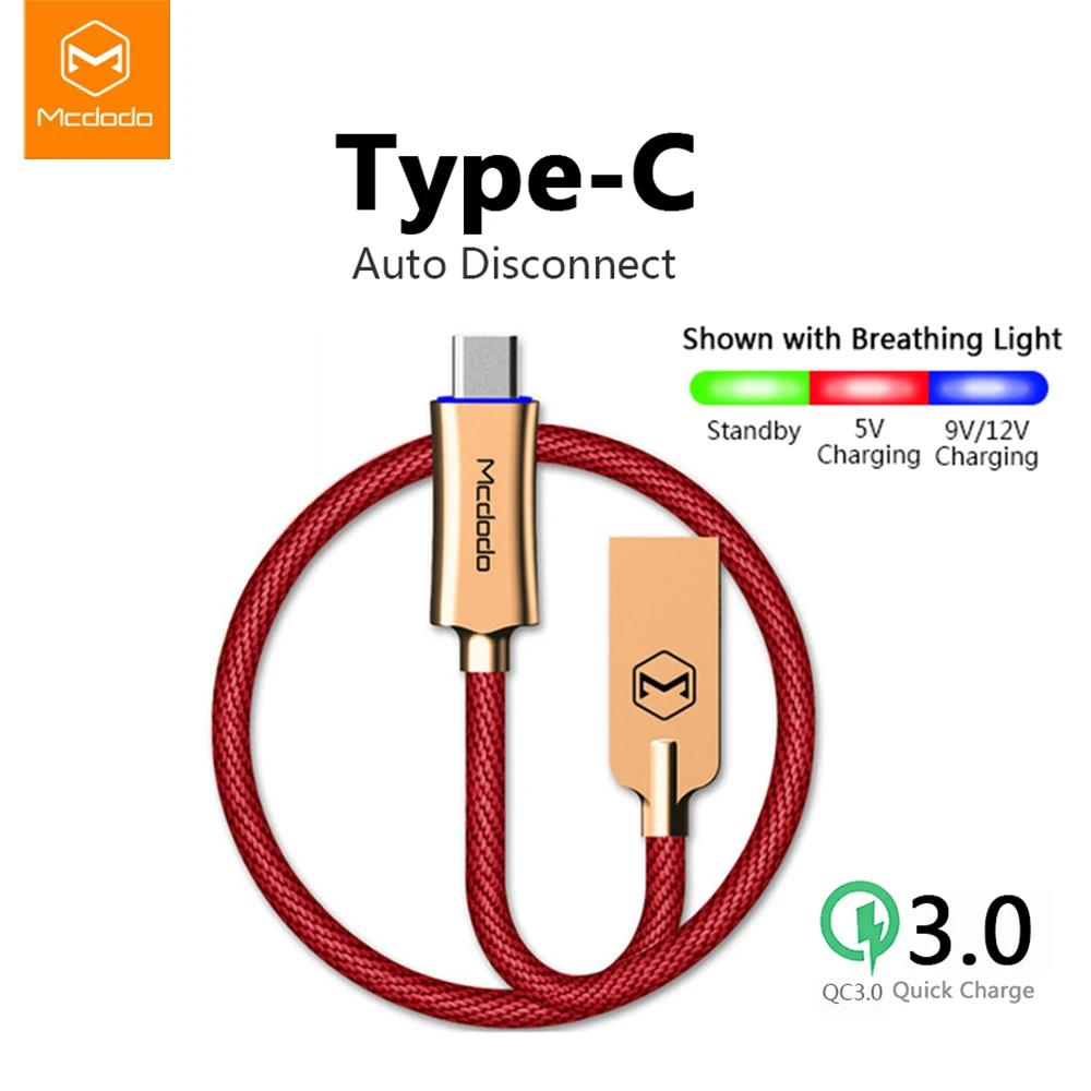 10 шт./лот Mcdodo USB Type C кабель QC3.0 для быстрой зарядки и передачи данных Samsung Xiaomi Mi9 Redmi