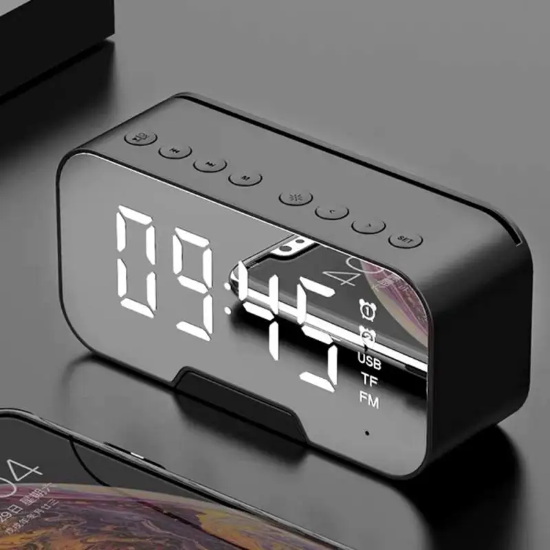 6Types LED Mirror Digital Alarm Clock Subwoofer Wireless Bluetooth-compatible Speaker MP3 FM Radio With Phone Holder Function
6Types LED Mirror Digital Alarm Clock Subwoofer Wireless Bluetooth-compatible Speaker MP3 FM Radio With Phone Holder Function
