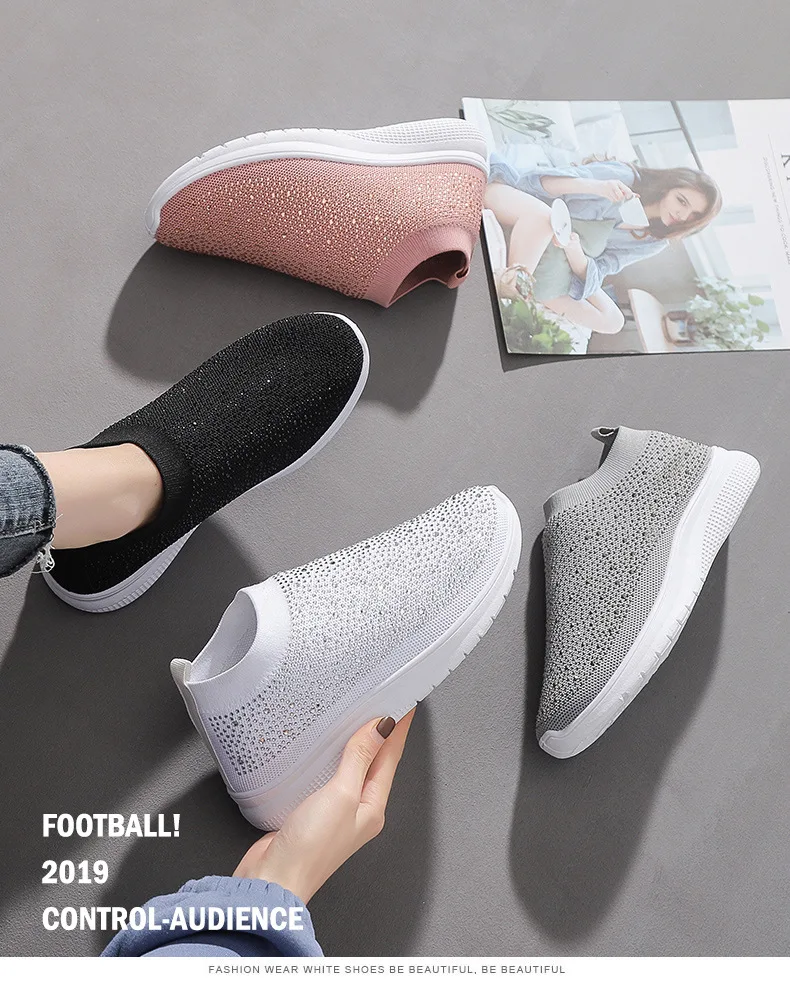 Shiny Rhinestone Women's Casual Sneakers Socks Shoes Spring New Rhinestone Flying Knit Socks Shoes Mesh Breathable Women's Shoes
Shiny Rhinestone Women's Casual Sneakers Socks Shoes Spring New Rhinestone Flying Knit Socks Shoes Mesh Breathable Women's Shoes