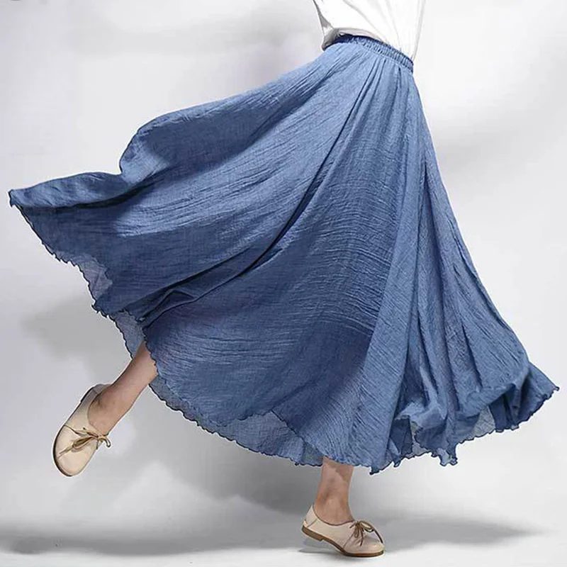 Women's Elegant High Waist Linen Maxi Skirt 2022 Summer Ladies Casual Elastic Waist 2 Layers Skirts saia feminina
Women's Elegant High Waist Linen Maxi Skirt 2022 Summer Ladies Casual Elastic Waist 2 Layers Skirts saia feminina
