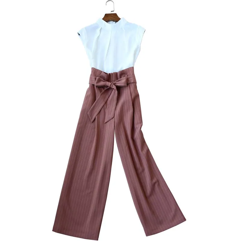 Женский летний модный профессиональный костюм из 2 предметов, шифоновая рубашка, полосатые широкие брюки с высокой талией и укороченными шт... 
Женский летний модный профессиональный костюм из 2 предметов, шифоновая рубашка, полосатые широкие брюки с высокой талией и укороченными шт...